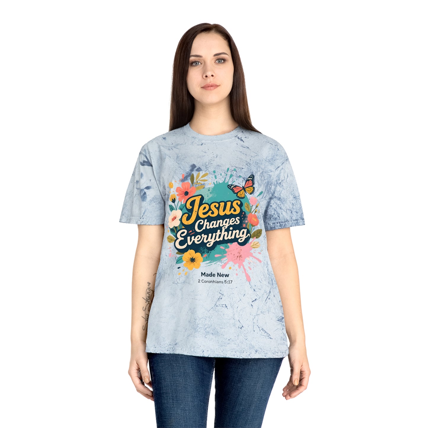 Jesus Changes Everything T-Shirt — Floral Butterfly Christian Tee