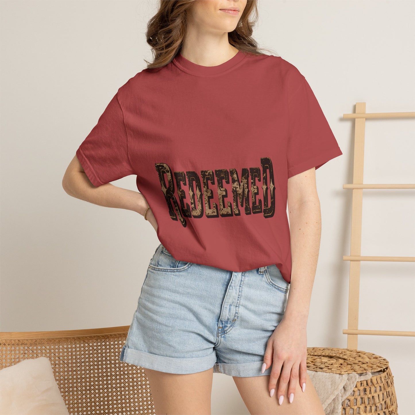 Garment-Dyed Statement Tee — Bold Single-Word Typographic Front