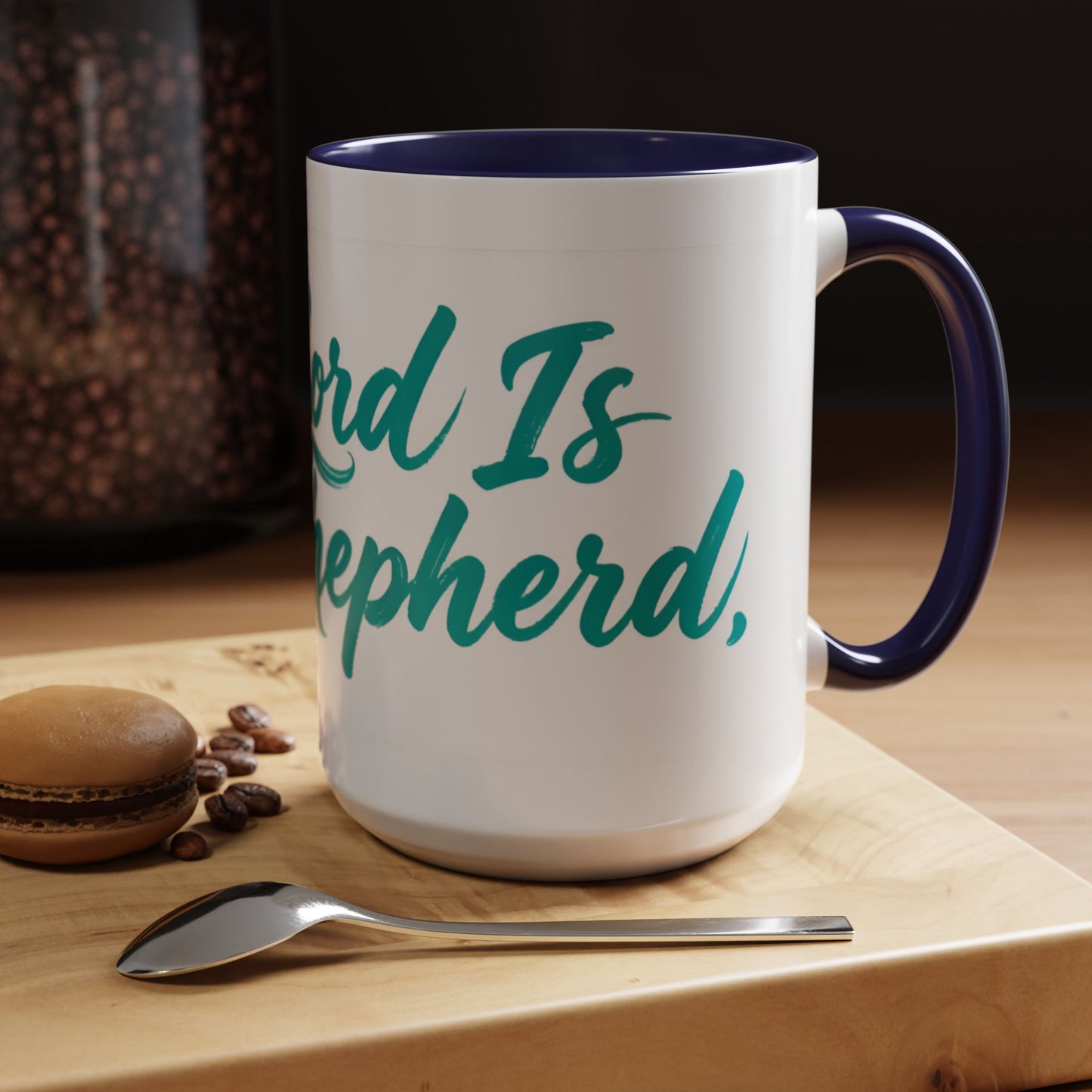 Scripture Accent Coffee Mug — Teal Hand-Lettered Encouragement (11/15 oz)