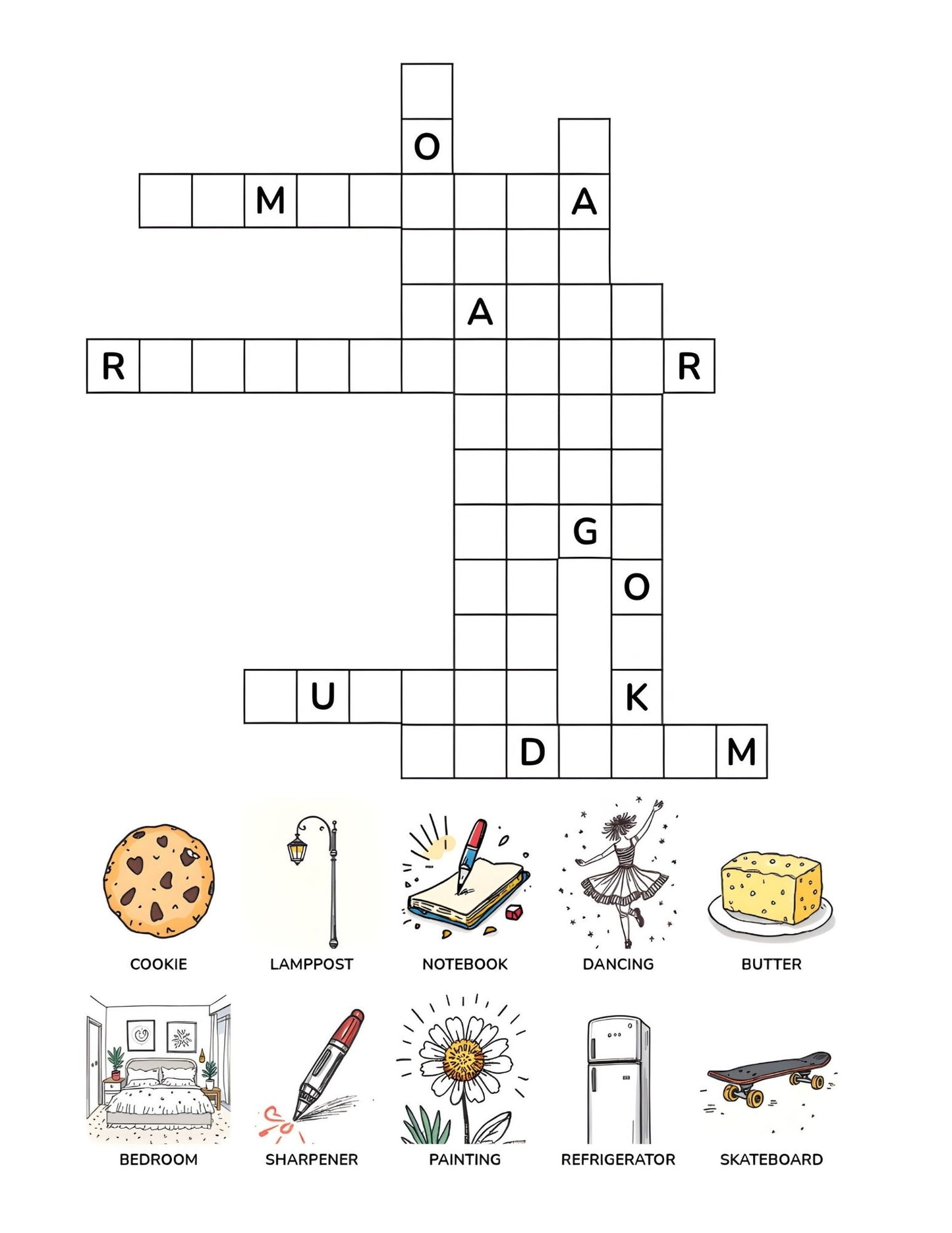 Everyday Words Crossword Book for Kids | 25+ crossword puzzles | Large, easy-to-read layout (8.5 x 11 inches) | PDF File Digital Download