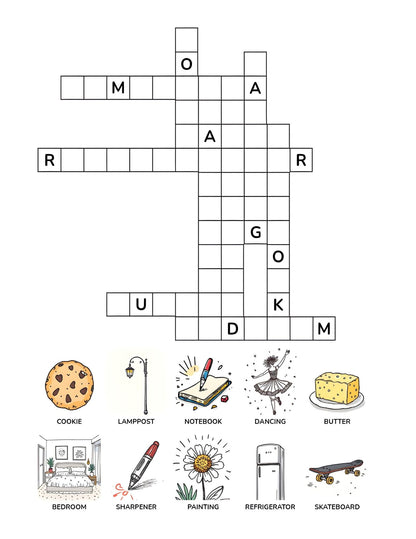 Everyday Words Crossword Book for Kids | 25+ crossword puzzles | Large, easy-to-read layout (8.5 x 11 inches) | PDF File Digital Download