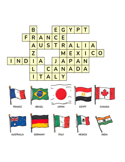 Around the World Crossword Adventure for Kids | 25+ crossword puzzles | Large, easy-to-read layout (8.5 x 11 inches) | PDF File | Digital Download