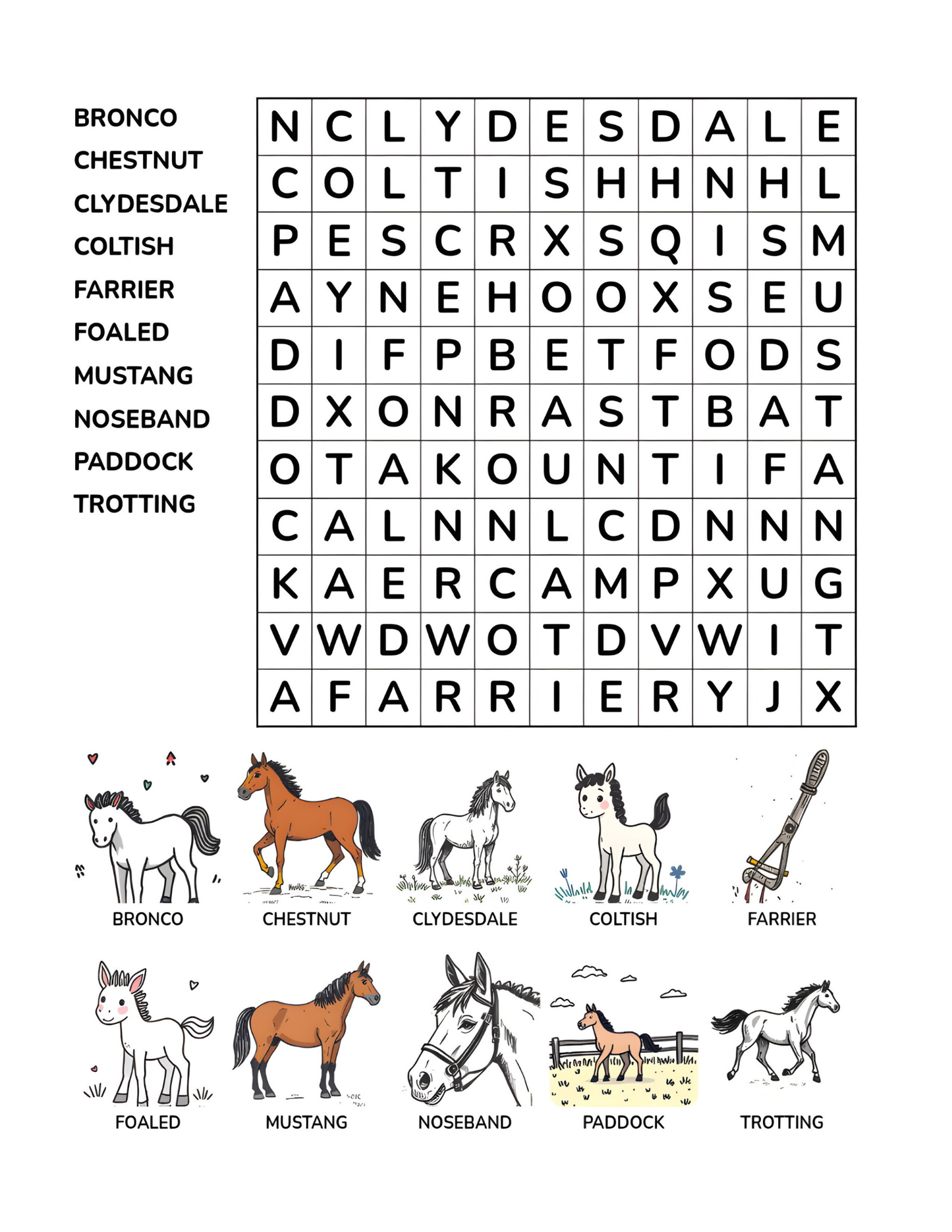 Horse Adventure Word Search Fun for Kids | Digital Download 8.5 x 11 64 Pages: Solve the Puzzle and Join the Adventure!