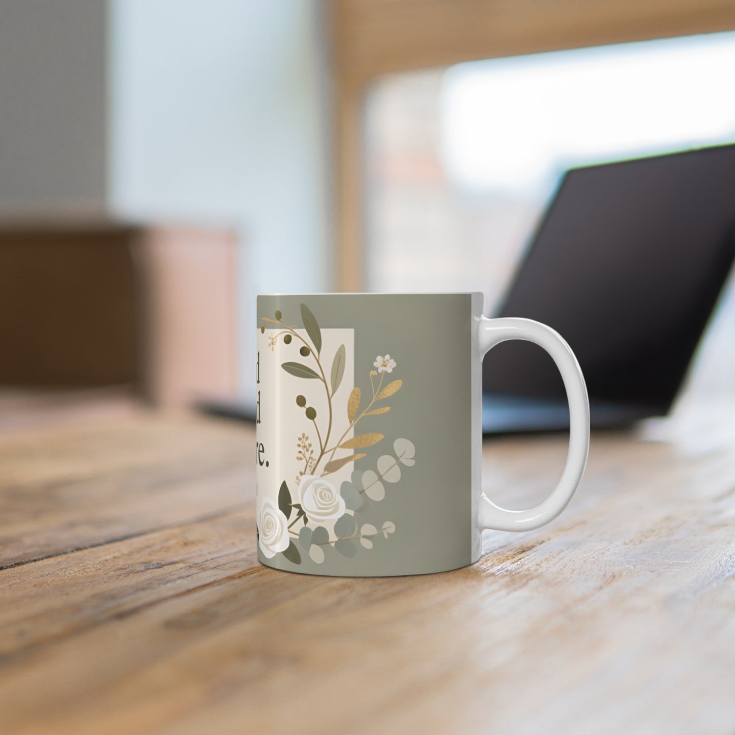 Blessed Beyond Measure 11oz Ceramic Mug — Ephesians 3:20 Floral Faith Gift