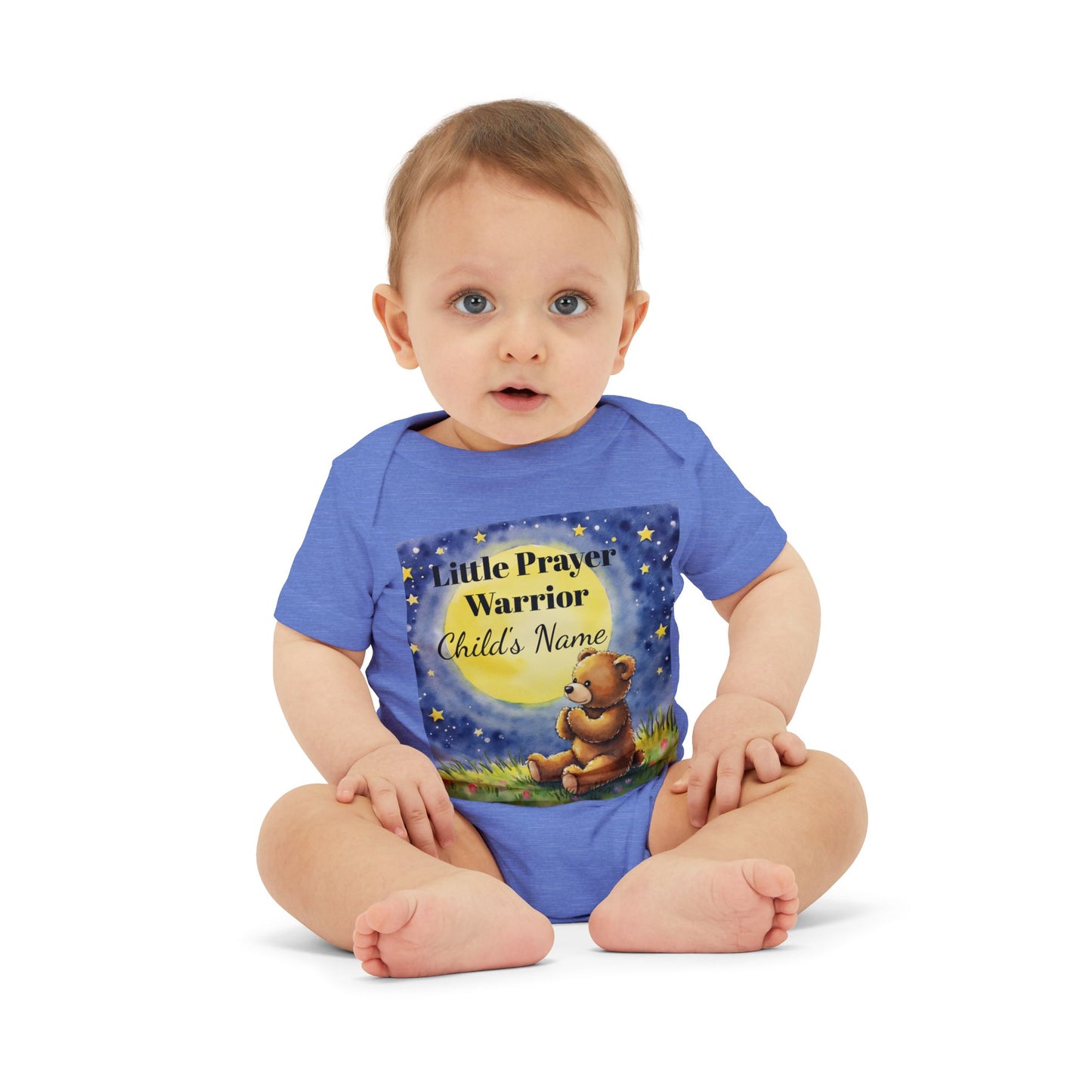 Infant One-Piece — 'Little Prayer Warrior' Bear Baby Bodysuit (Personalize Name)