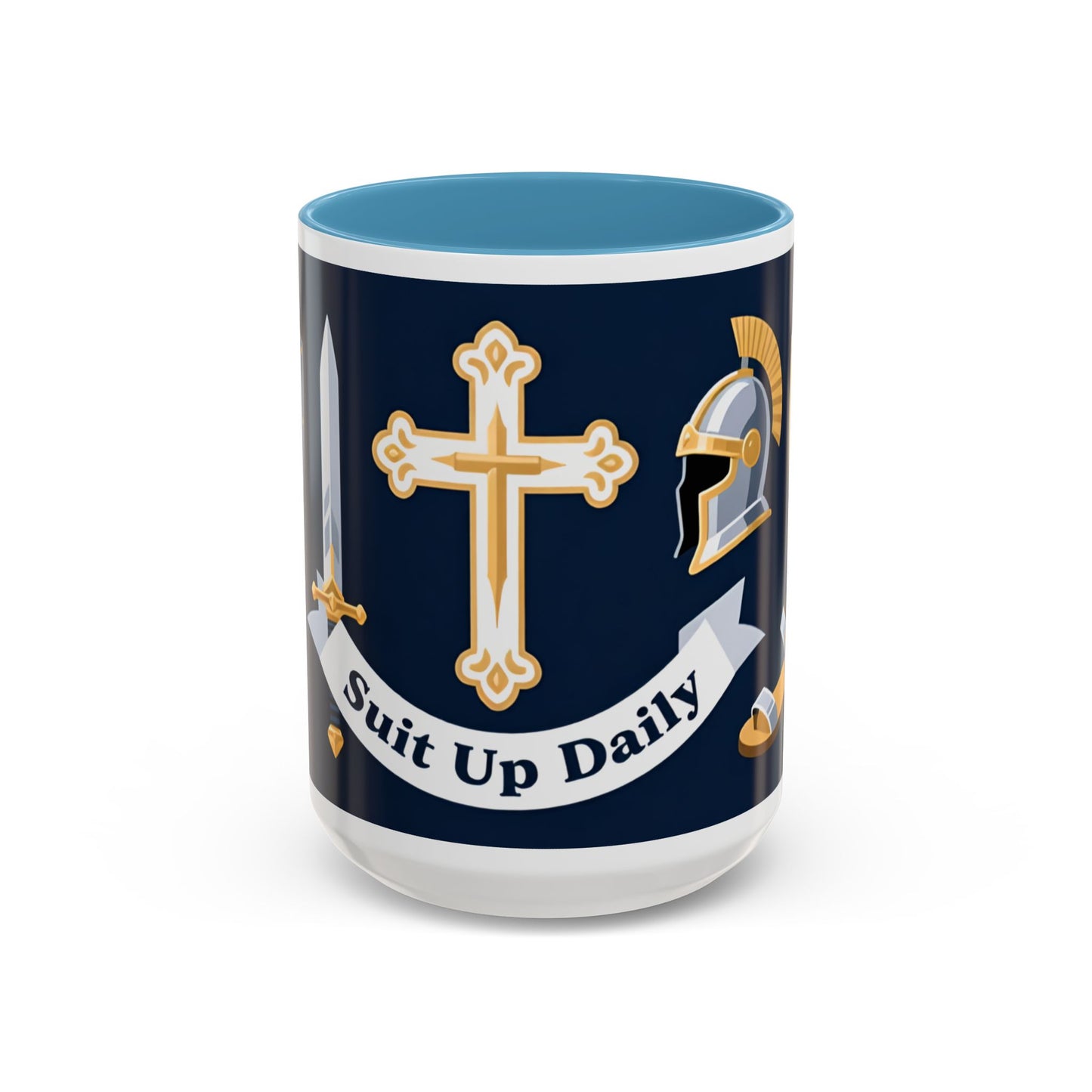 Christian Knight Coffee Mug — “Suit Up Daily” Accent Ceramic Mug