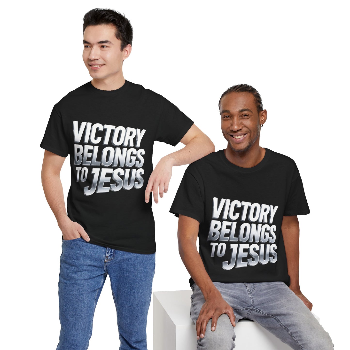 Victory Belongs to Jesus T-Shirt — Heavyweight Christian Faith Tee