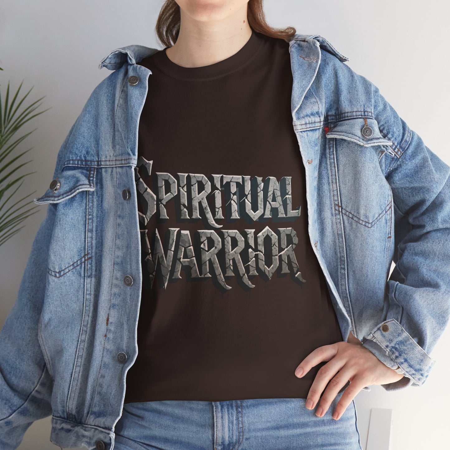 Spiritual Warrior T-Shirt — Gothic Lettering Faith & Strength Tee
