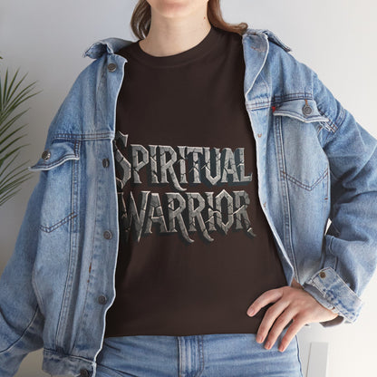Spiritual Warrior T-Shirt — Gothic Lettering Faith & Strength Tee