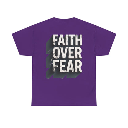 Faith Over Fear Cotton Tee — Distressed Inspirational Graphic