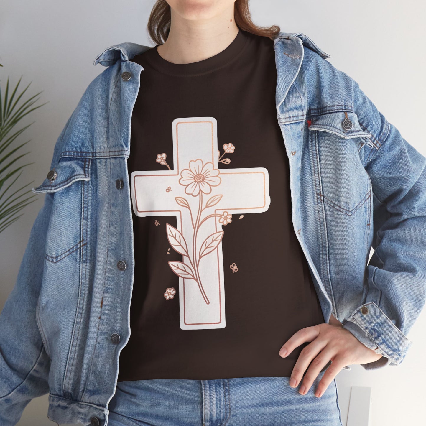 Floral Cross Tee — Delicate Bloom Christian T-Shirt