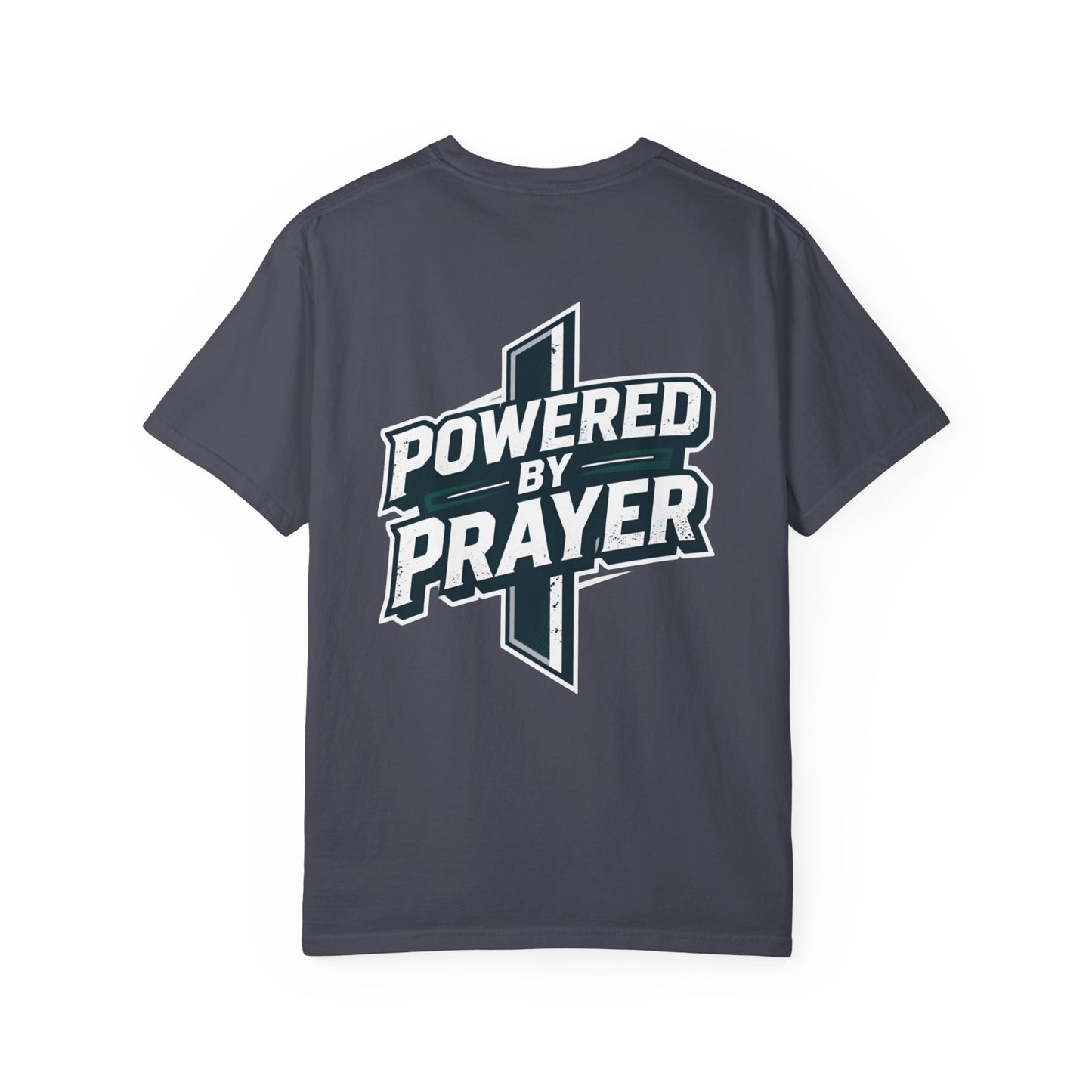 Powered by Prayer T‑Shirt — Faith Graphic Tee with Cross
