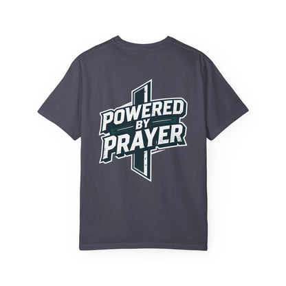 Powered by Prayer T‑Shirt — Faith Graphic Tee with Cross