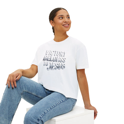 Victory Belongs to Jesus Boxy Tee — Christian Faith Graphic Tee