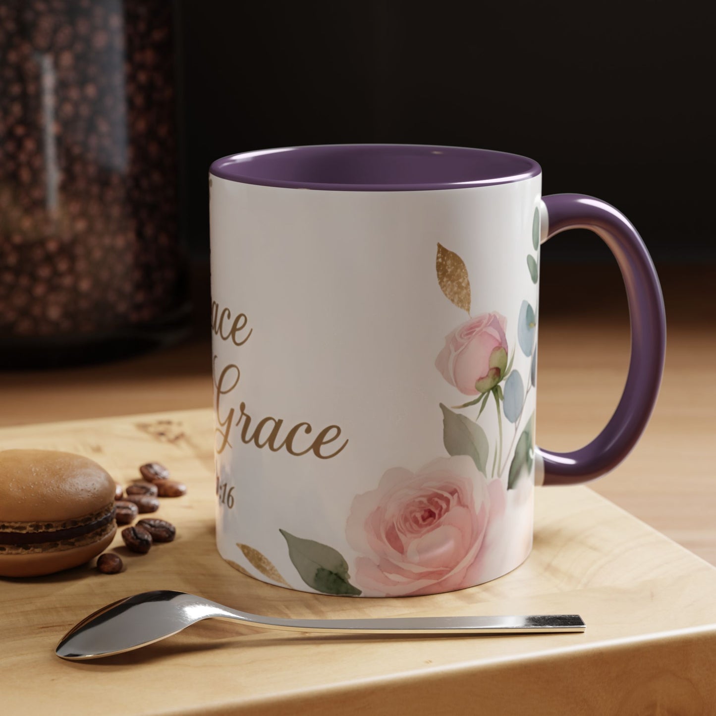 Grace Upon Grace Coffee Mug — Floral John 1:16 Scripture Accent Mug