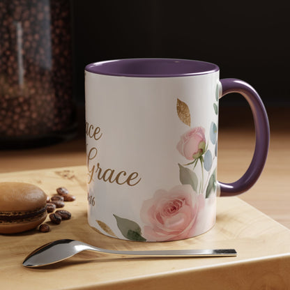 Grace Upon Grace Coffee Mug — Floral John 1:16 Scripture Accent Mug