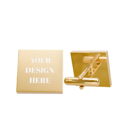 Gold Square Cufflinks — Custom Engraved Monogram & Text Options