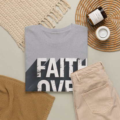 Faith Over Fear Cotton Tee — Distressed Inspirational Graphic