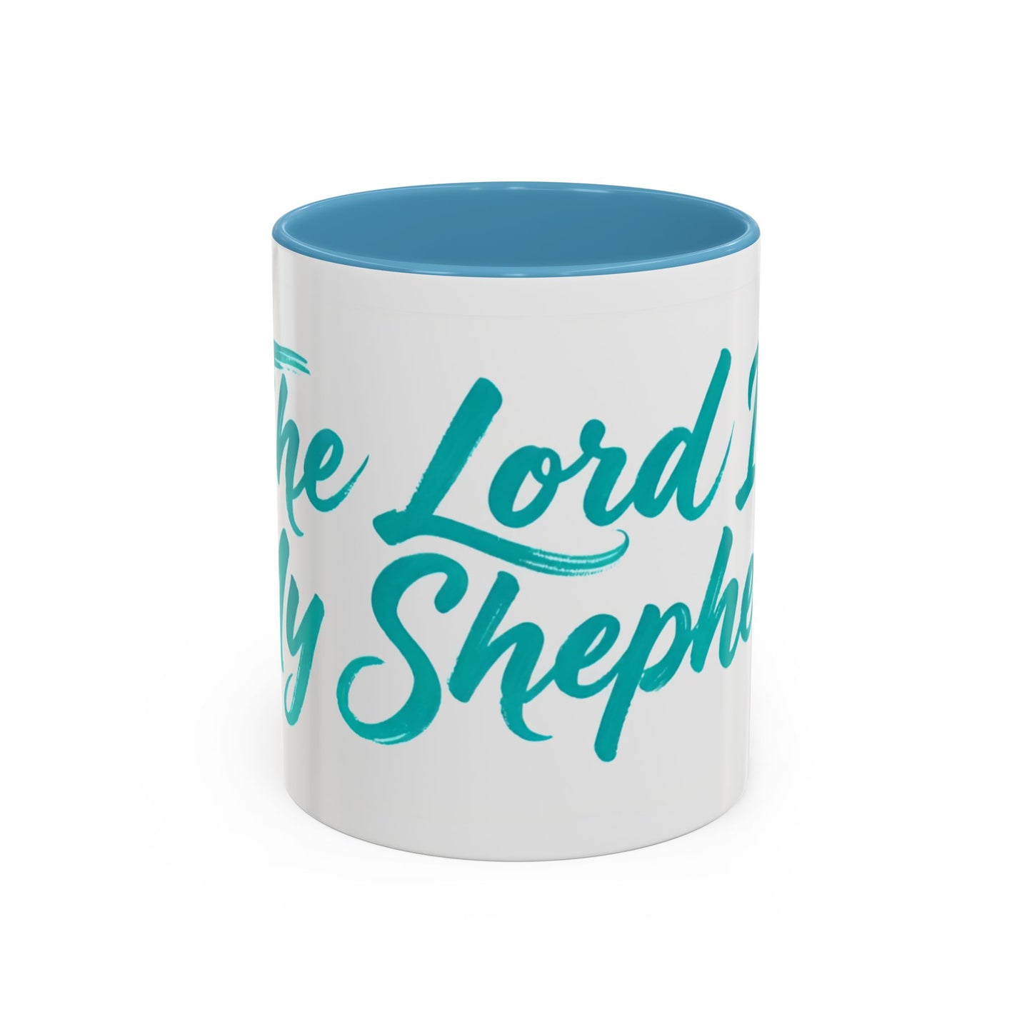Scripture Accent Coffee Mug — Teal Hand-Lettered Encouragement (11/15 oz)