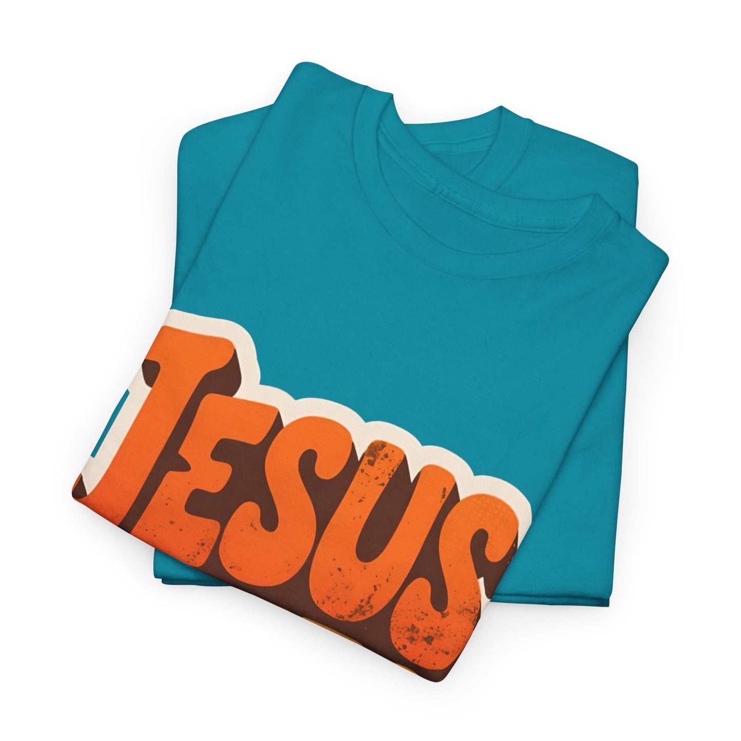Jesus Saves Retro Tee — Bright Sunset Faith T-Shirt