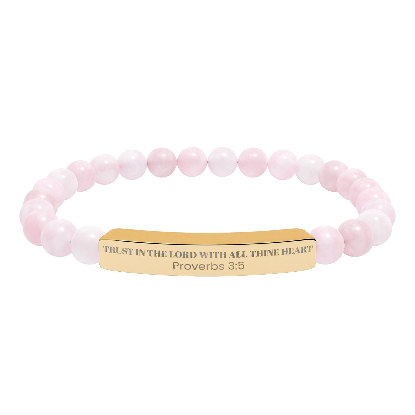Engravable Natural Stone Bar Bracelet — Stretch Beaded Bracelet |