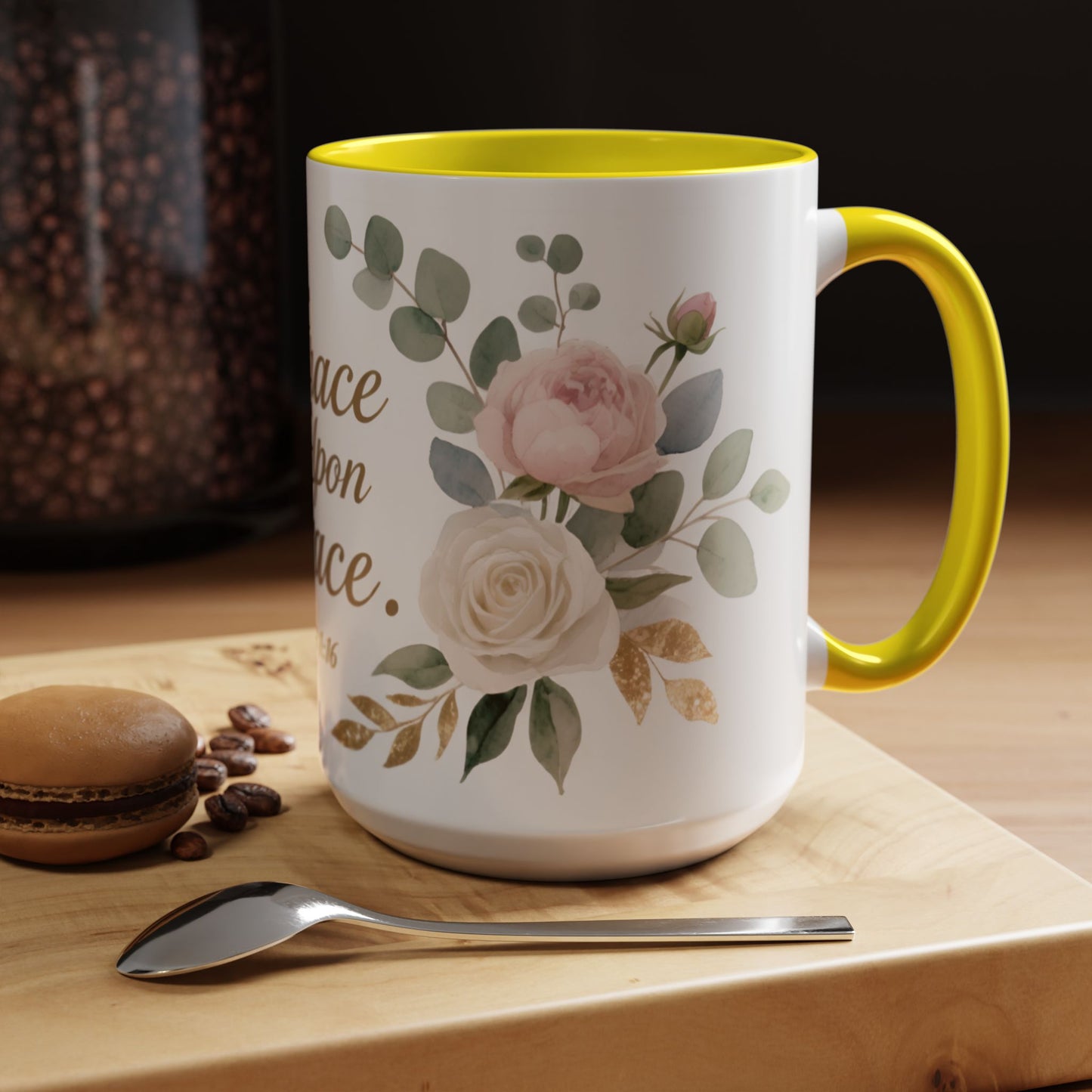 Grace Upon Grace Floral Coffee Mug — John 1:16 Scripture Accent Mug