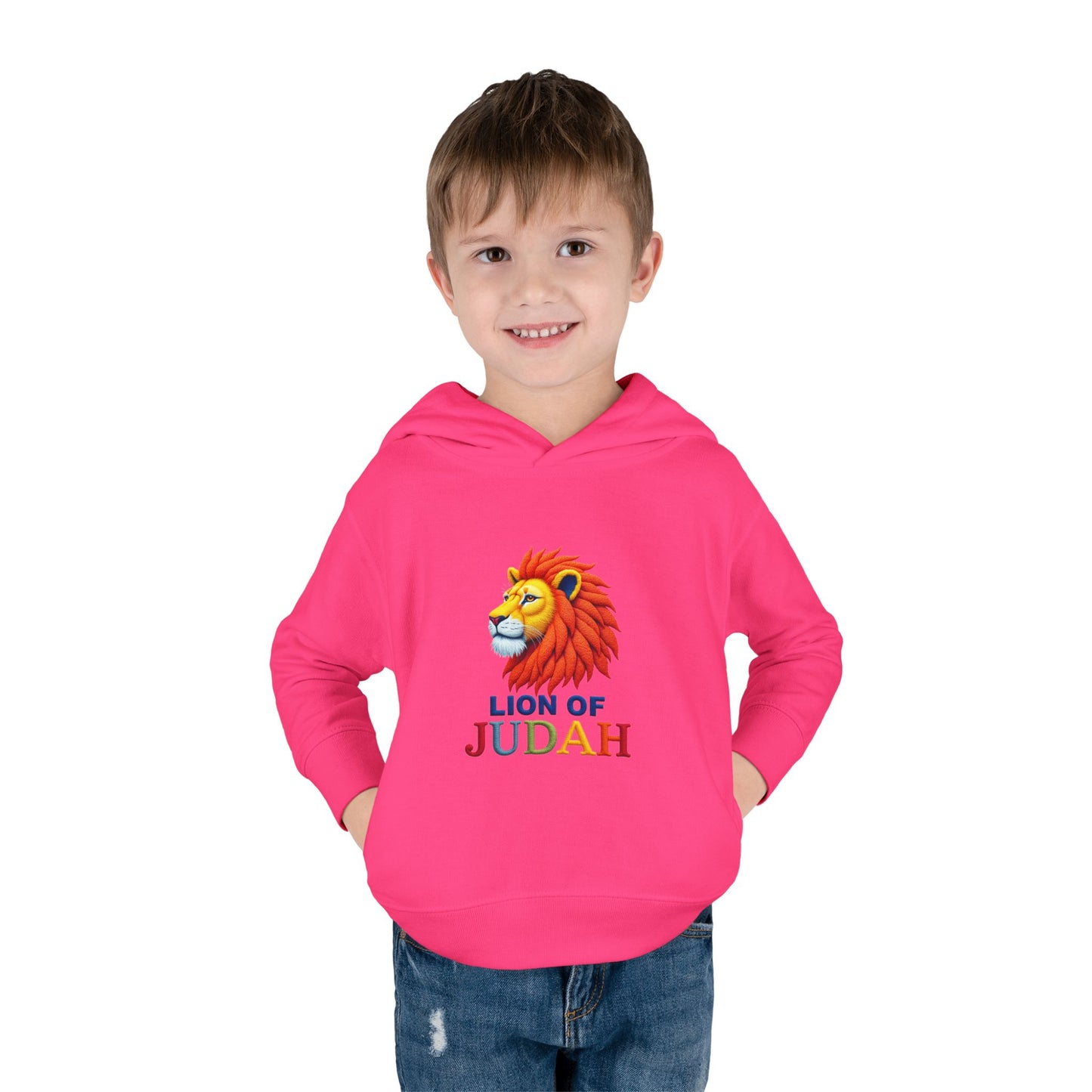 Lion of Judah Toddler Hoodie — Christian Kids Pullover with Colorful Lion Graphic