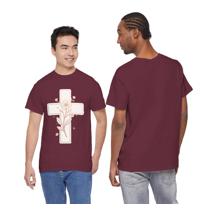 Floral Cross Tee — Delicate Bloom Christian T-Shirt