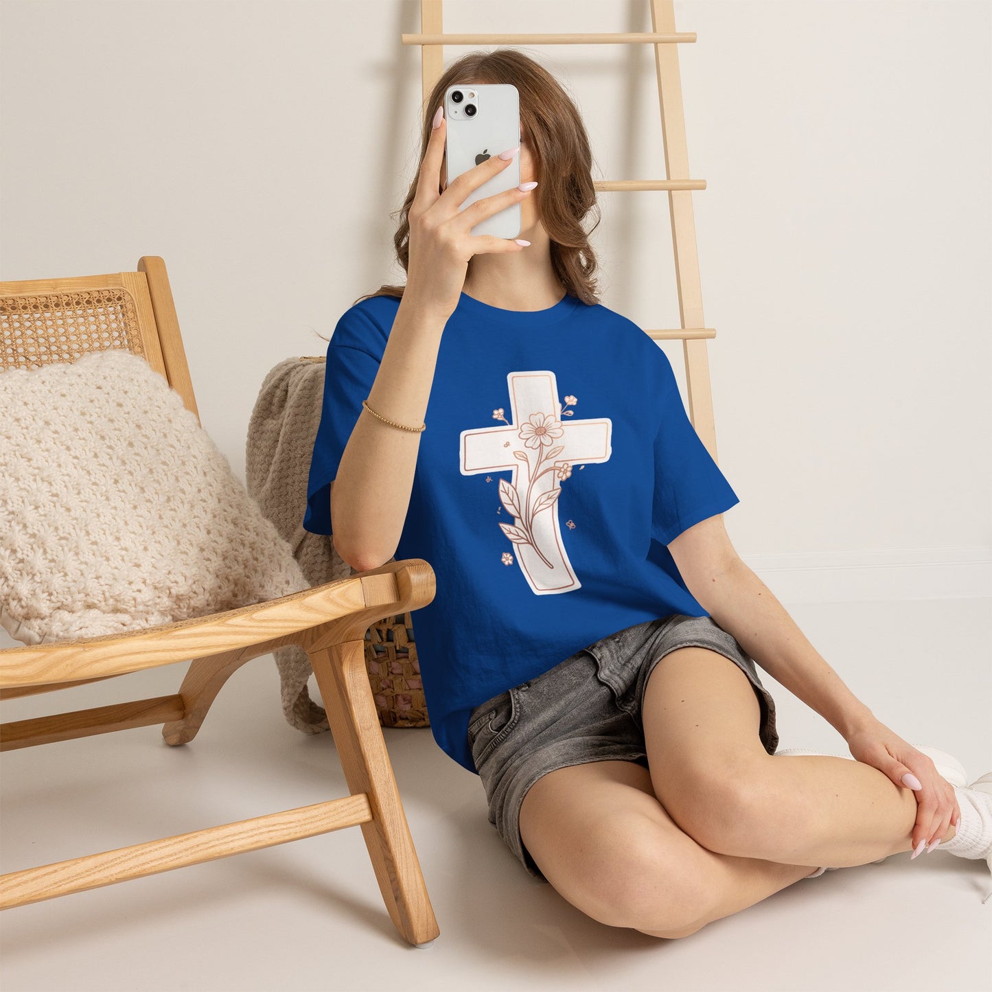 Floral Cross Tee — Delicate Bloom Christian T-Shirt