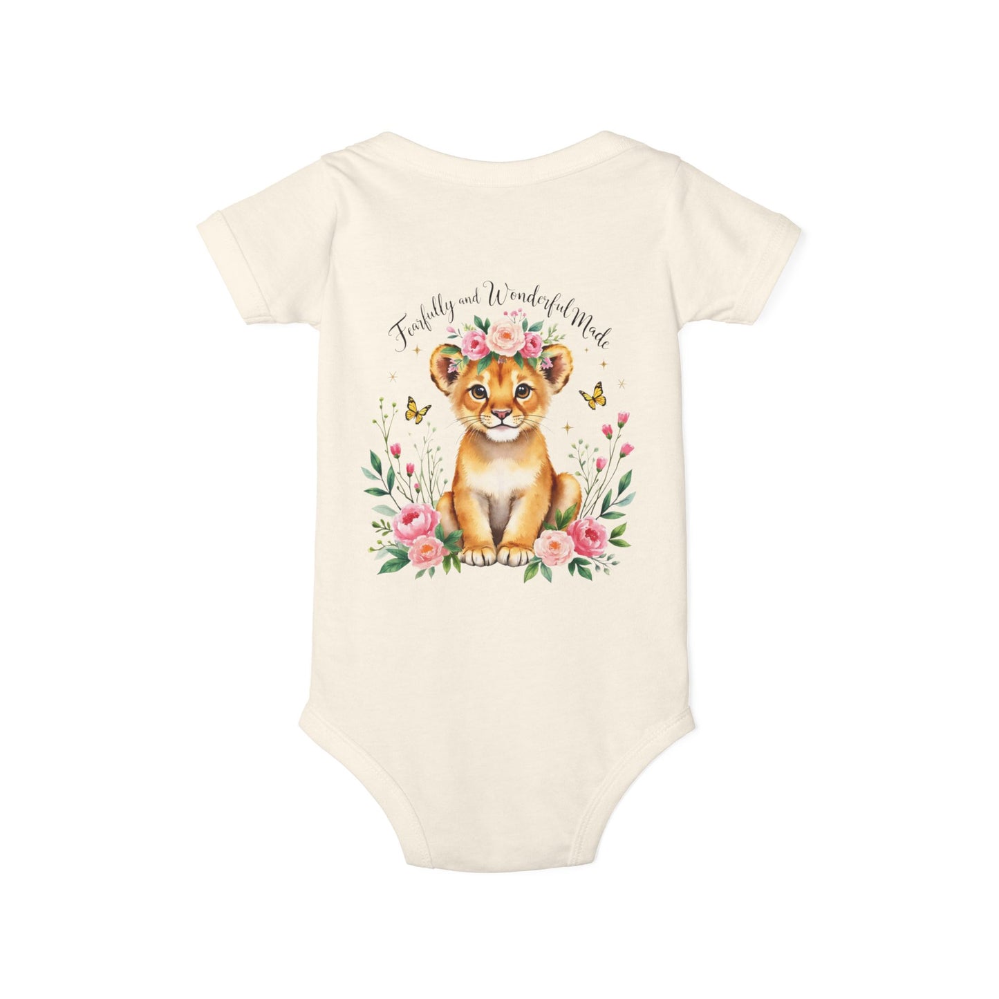 Baby Onesie - Floral Lion Cub "Wild and Wonderful" Personalized Infant Bodysuit