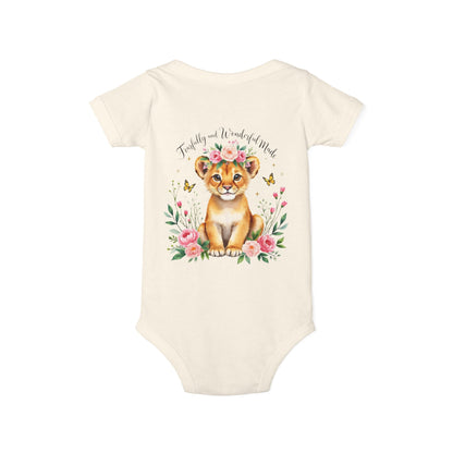 Baby Onesie - Floral Lion Cub "Wild and Wonderful" Personalized Infant Bodysuit