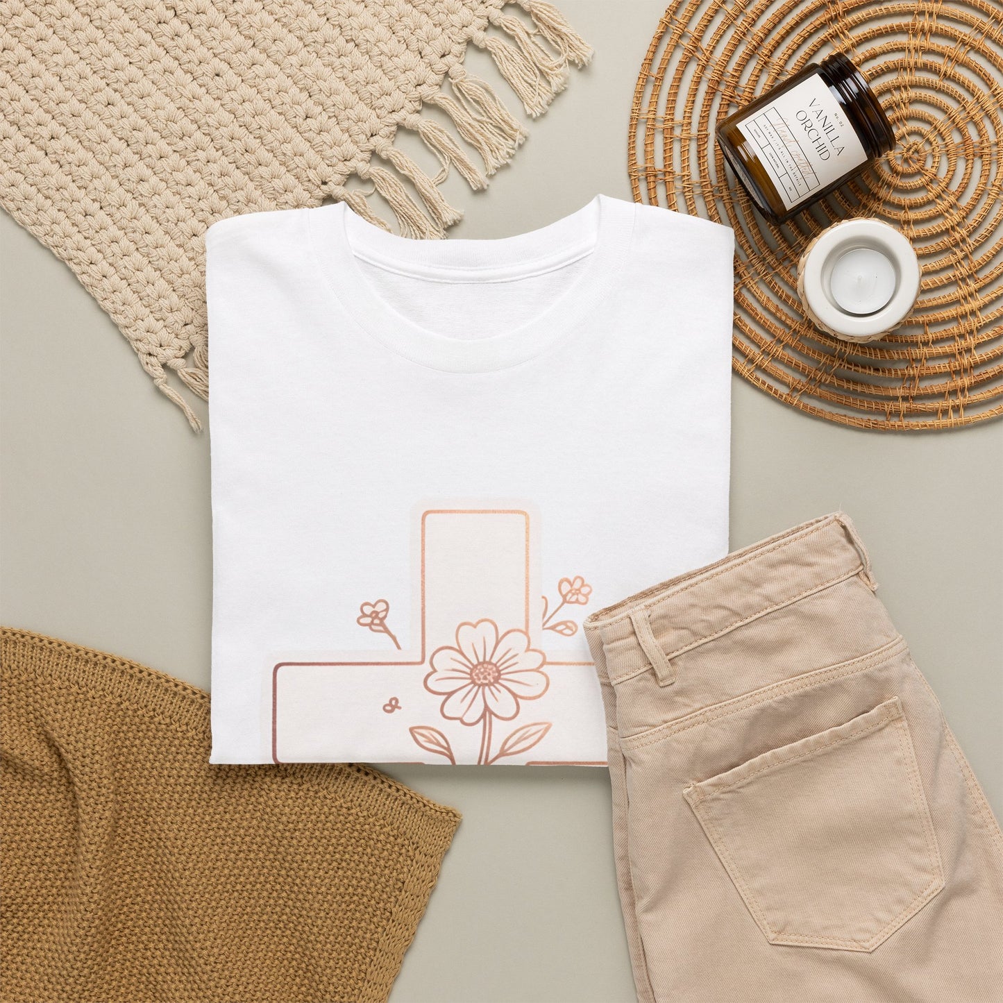 Floral Cross Tee — Delicate Bloom Christian T-Shirt