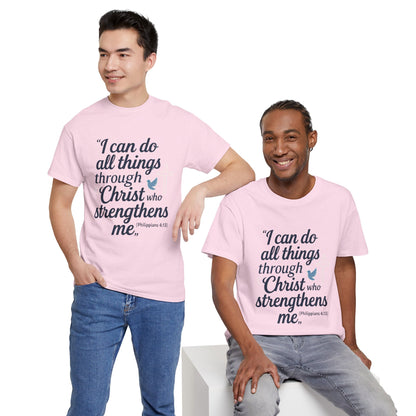 Inspirational Christian T-Shirt - "I Can Do All Things Through Christ" Bible Verse Tee
