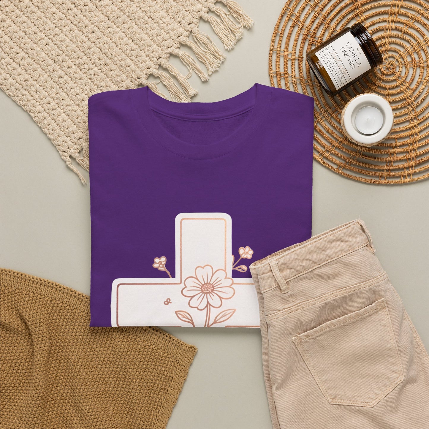 Floral Cross Tee — Delicate Bloom Christian T-Shirt