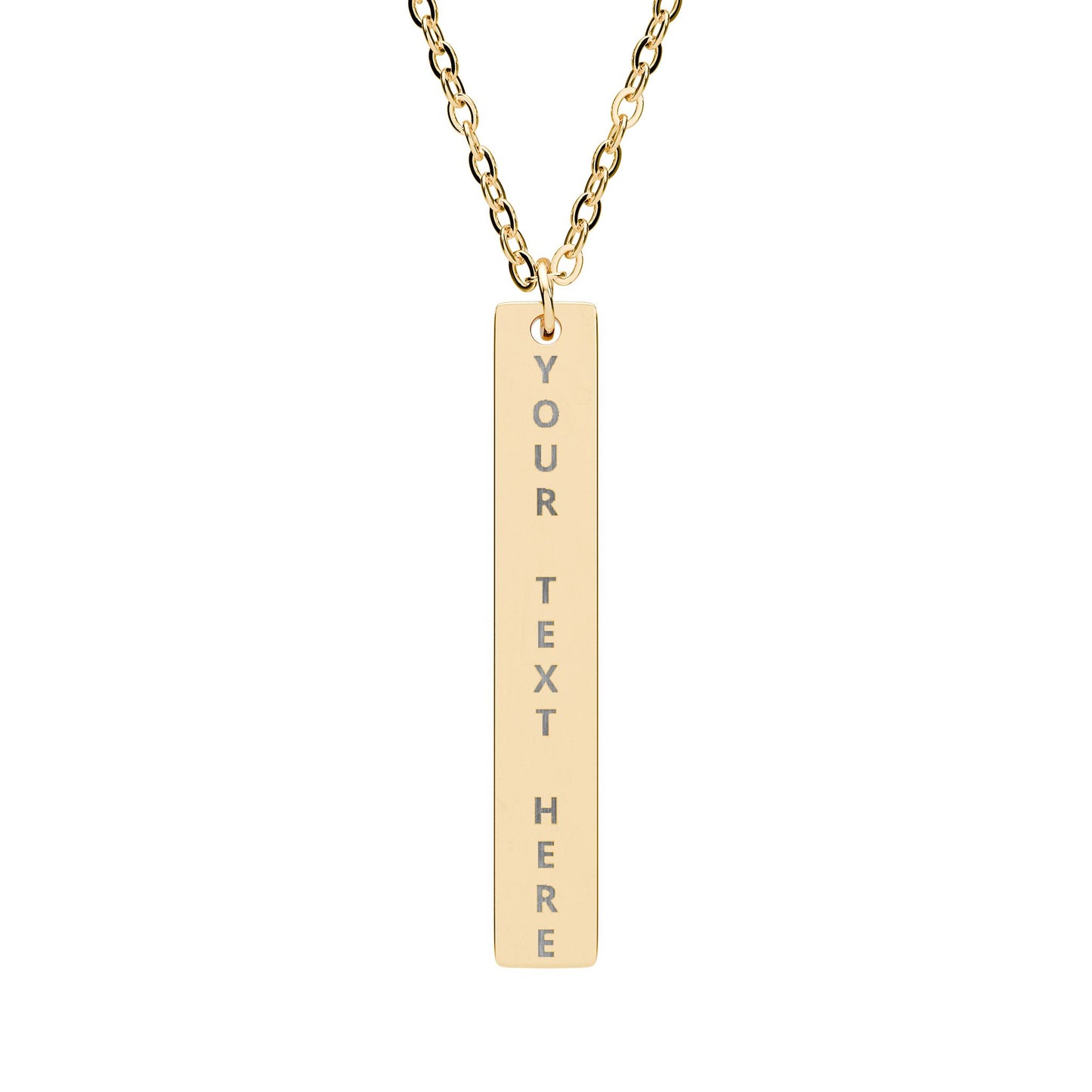 Personalized Vertical Bar Necklace — Engraved Name or Message Pendant