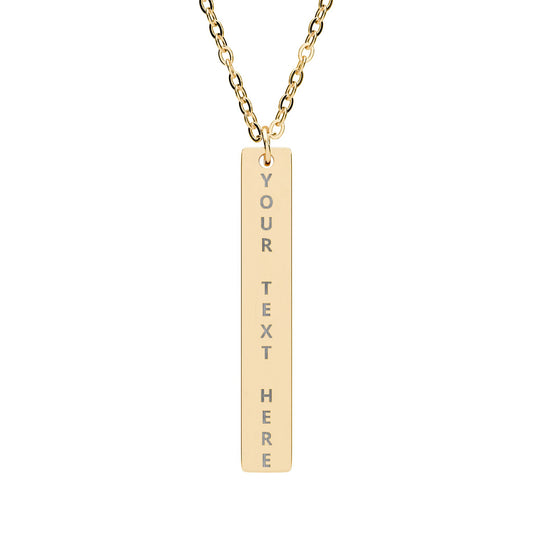 Personalized Vertical Bar Necklace — Engraved Name or Message Pendant
