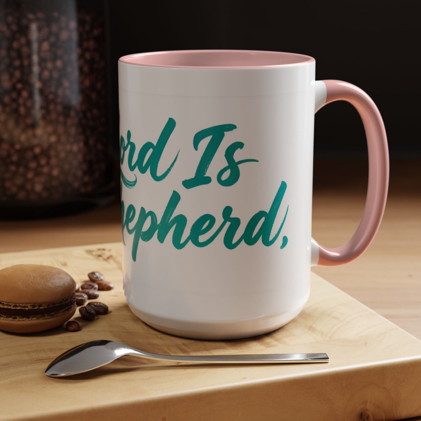 Scripture Accent Coffee Mug — Teal Hand-Lettered Encouragement (11/15 oz)