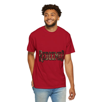 Garment-Dyed Statement Tee — Bold Single-Word Typographic Front