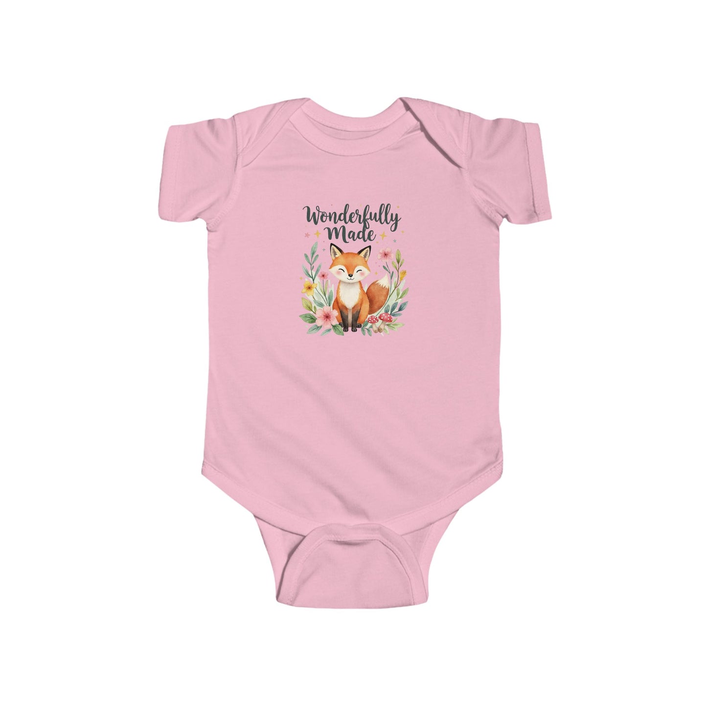 Personalized Baby Bodysuit Wonderfully Made Baby Bodysuit – Fox Floral Infant Onesie