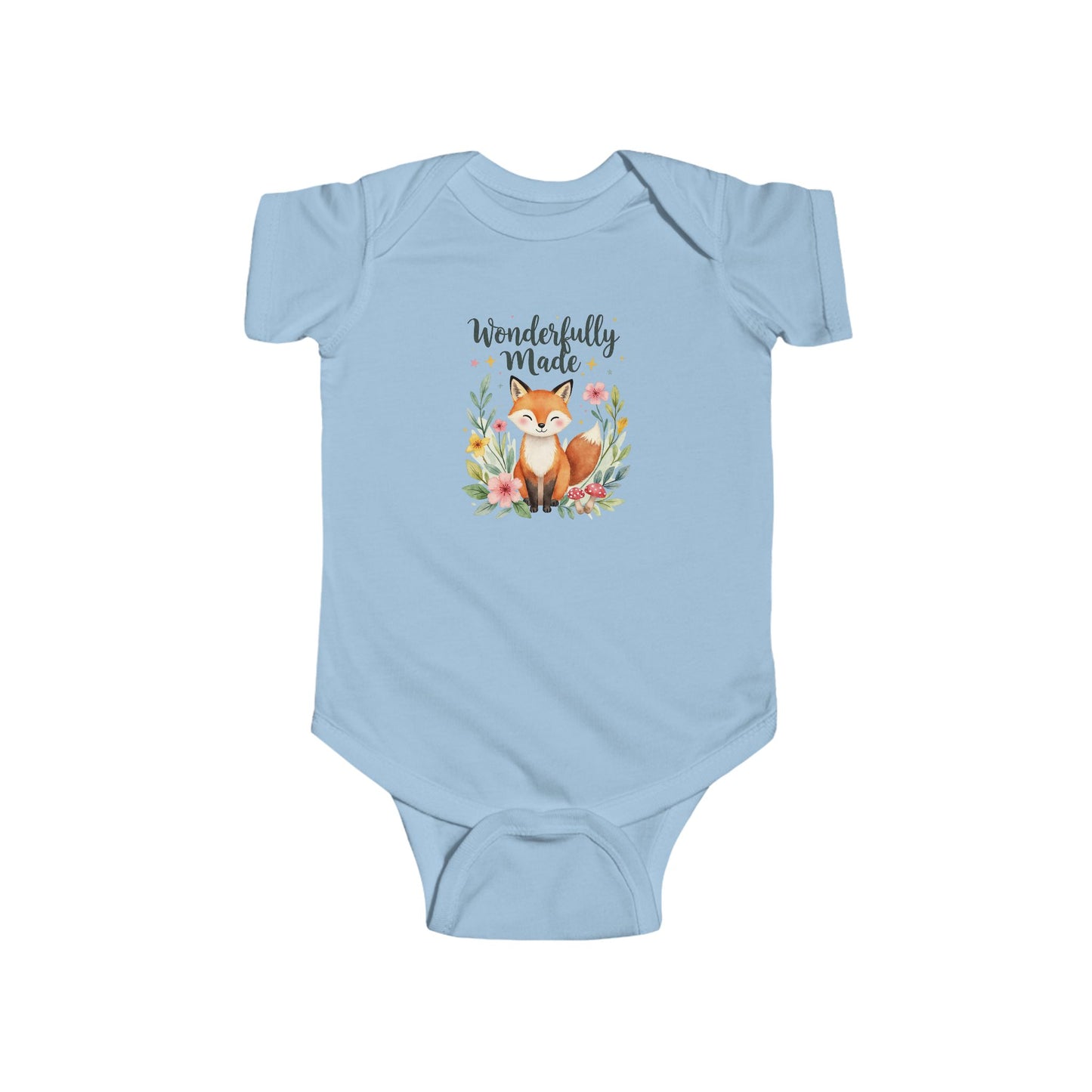Wonderfully Made Baby Bodysuit – Fox Floral Infant Onesie | Thoughtful Gift for baby