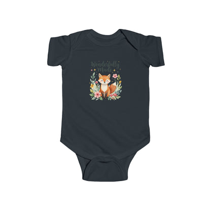 Wonderfully Made Baby Bodysuit – Fox Floral Infant Onesie | Thoughtful Gift for baby