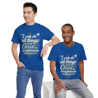 Philippians 4:13 Cotton Tee — "I Can Do All Things" Christian Prayer T-Shirt