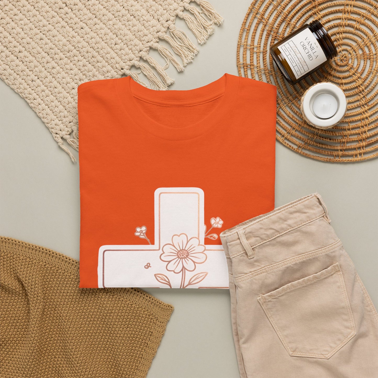 Floral Cross Tee — Delicate Bloom Christian T-Shirt