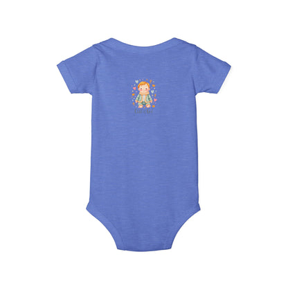 Infant One-Piece Bodysuit — Cute Little Girl Illustration "Hello World" Baby Bodysuit