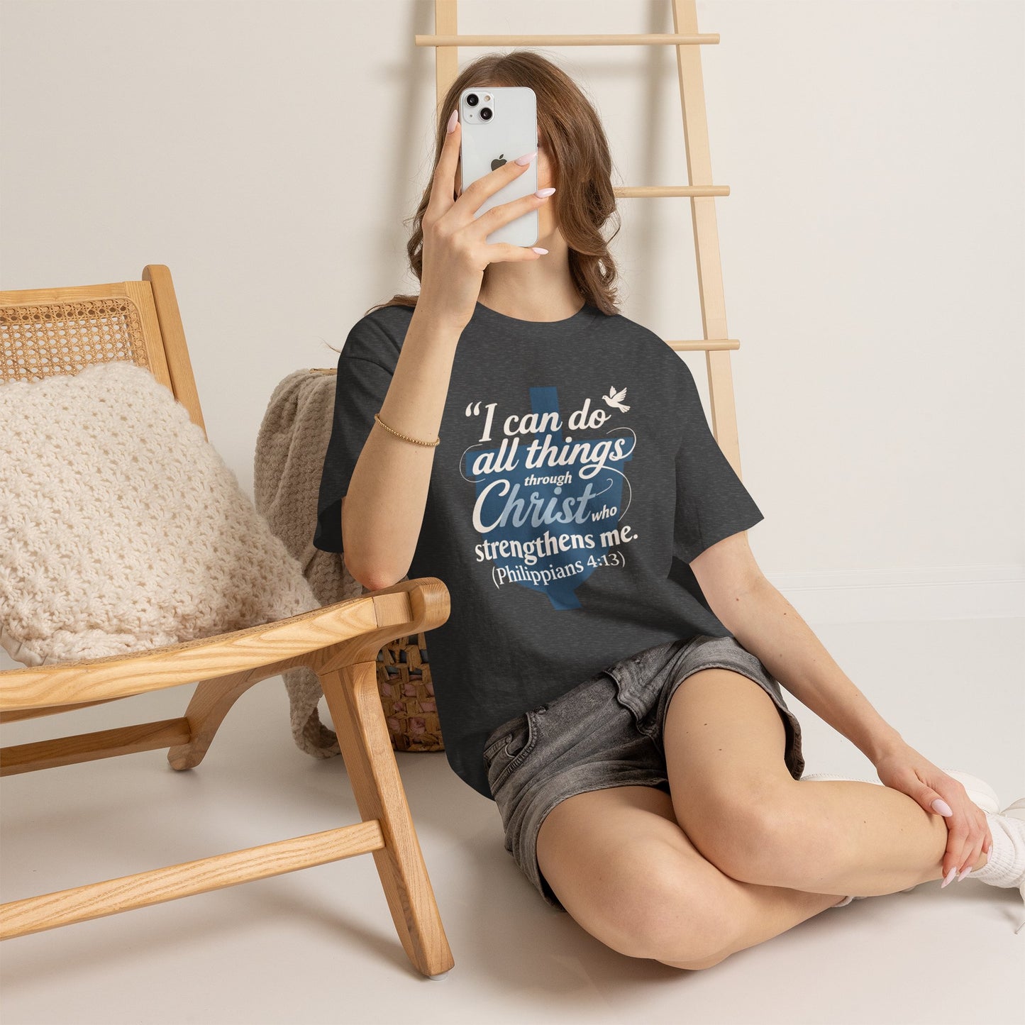 Philippians 4:13 Cotton Tee — "I Can Do All Things" Christian Prayer T-Shirt