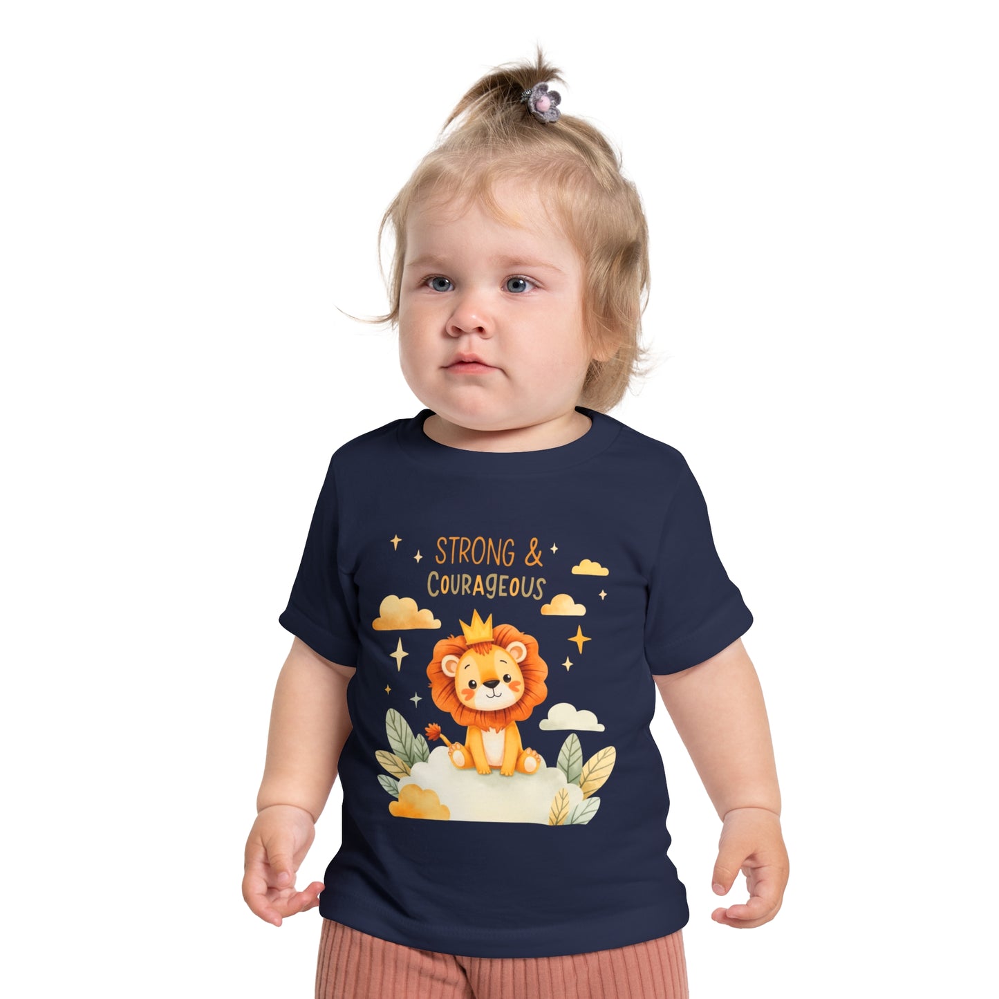 Strong & Courageous Lion Baby T-Shirt — Cute Nursery Tee for Baby Shower & Newborn