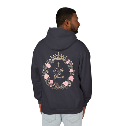 Faith & Grace Blush Rose Hoodie — Lightweight Floral Cross Pullover