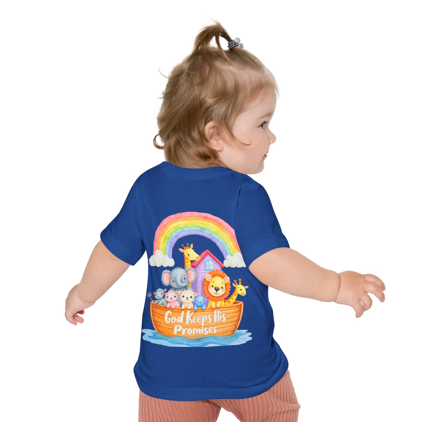 Baby T-Shirt — "God Keeps His Promises" Noah's Ark Rainbow Design