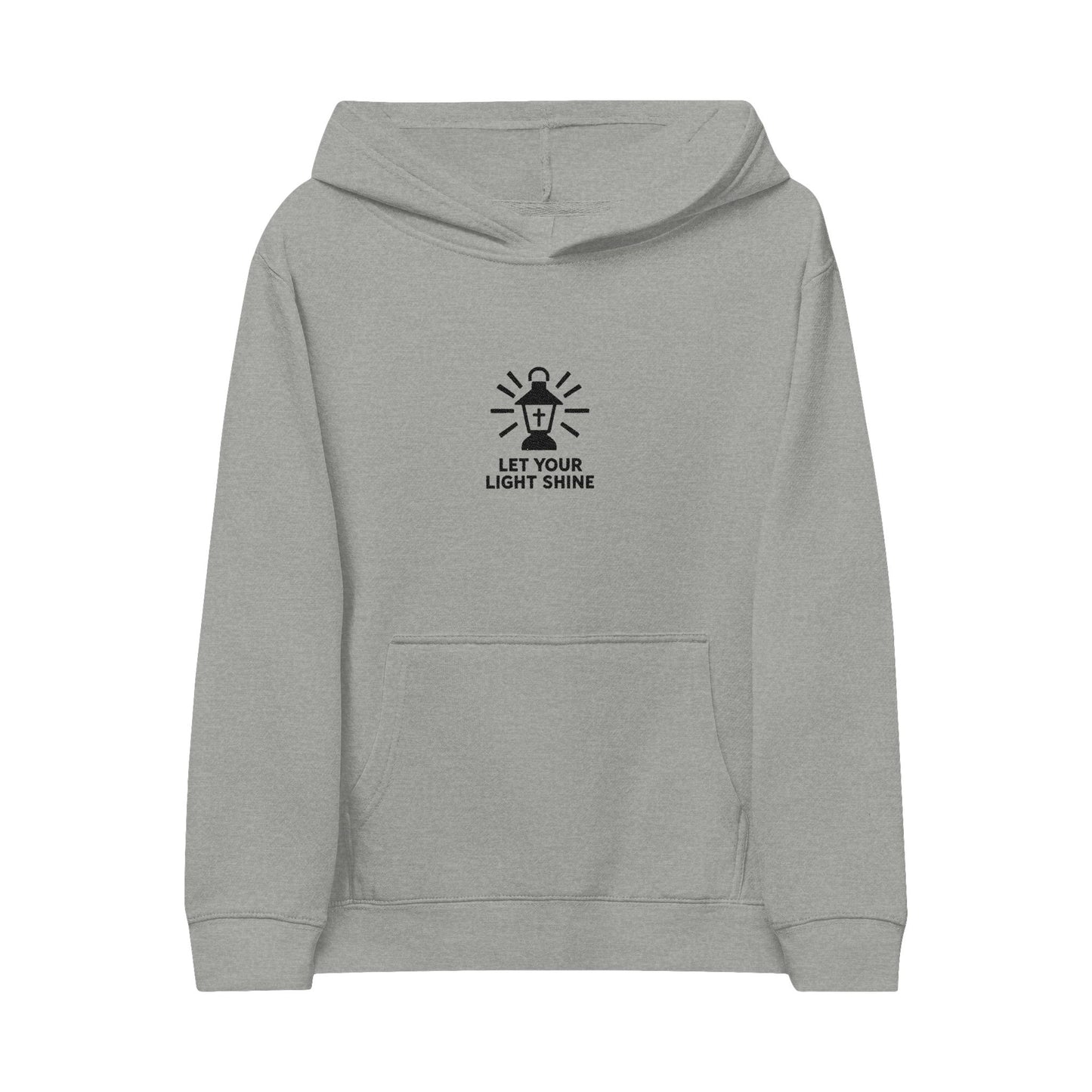 Kids Embroidered Hoodie - "Let Your Light Shine" Inspirational Fleece Pullover