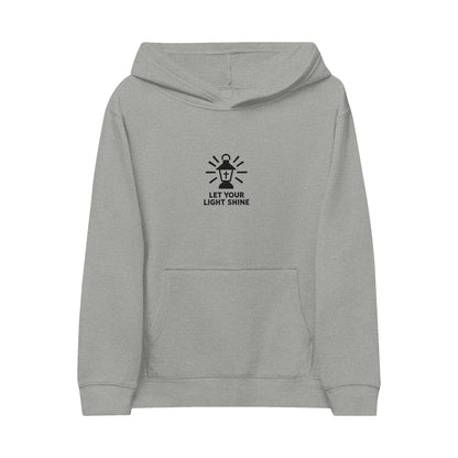 Kids Embroidered Hoodie - "Let Your Light Shine" Inspirational Fleece Pullover